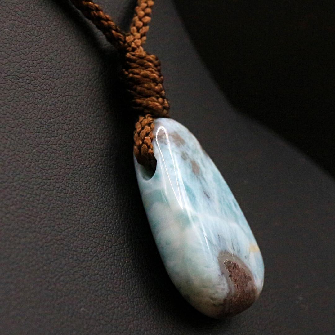 鑑別済 ラリマー 穴あき タンブル ana_tumble177