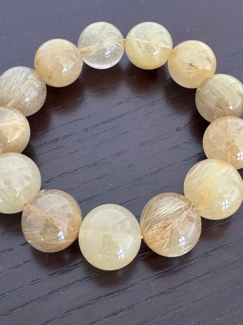ゴールドルチル 直径約16mm 天然石 ブレスレット パワーストーン 台湾