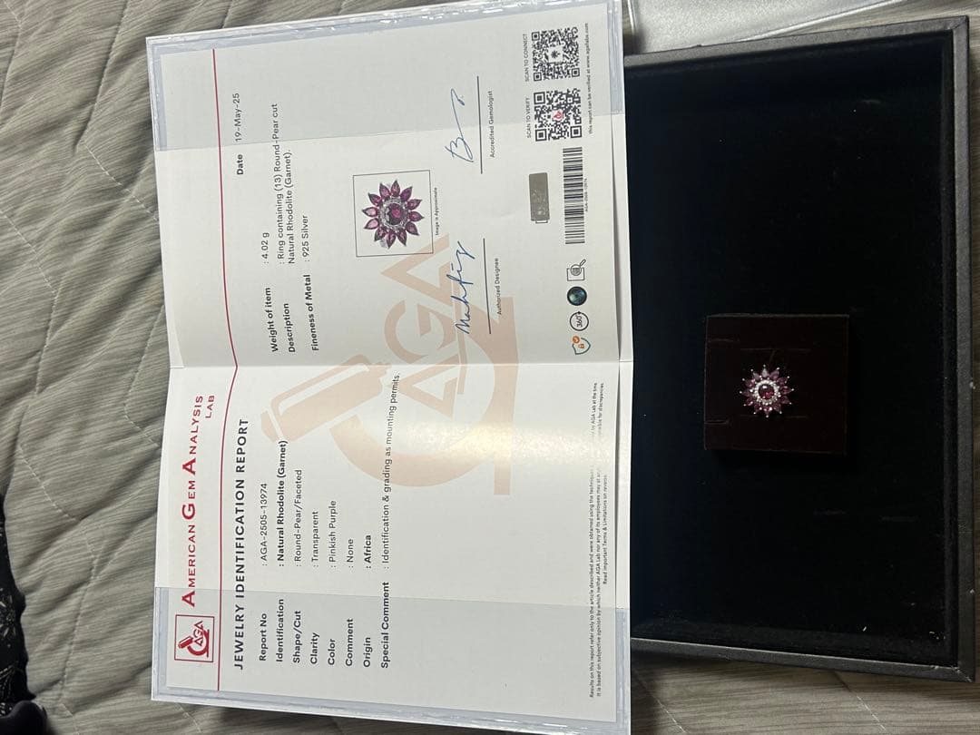 天然ロードライトガーネット リング 13石使用 鑑定書付き シルバー925