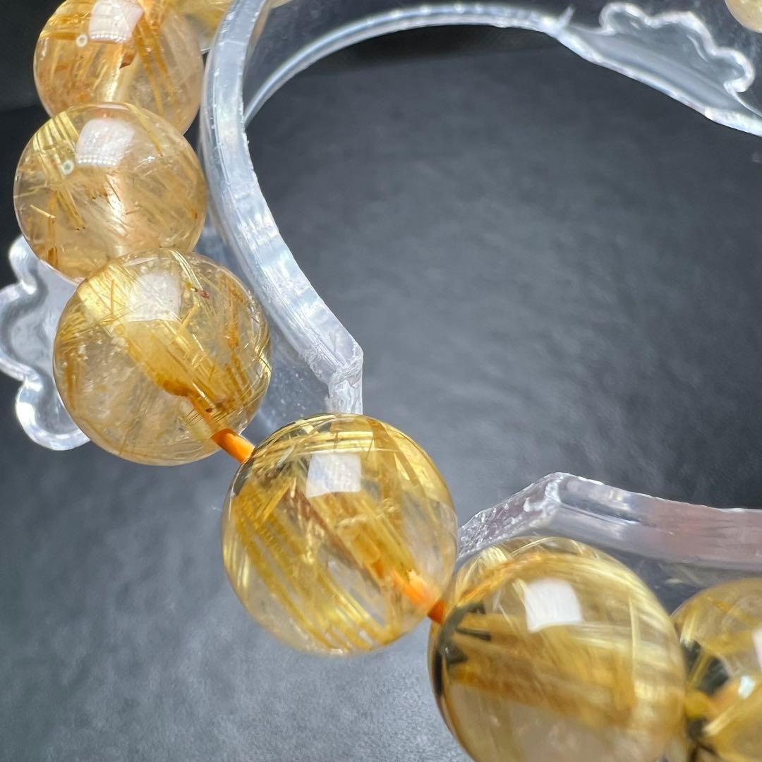 【83181】 ゴールドルチルクォーツ 9.4mm ブレスレット 天然石