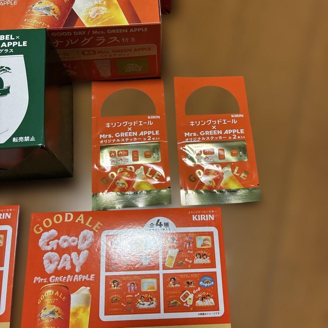 KIRINビール× Mrs. GREEN APPLE コラボグラス4個ステッカー