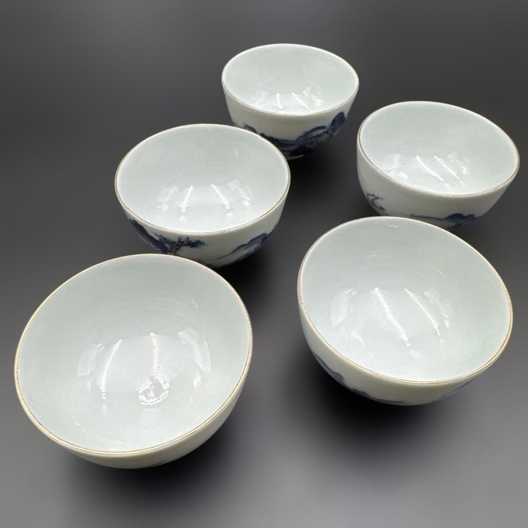 ★ 完品！ 戦前 九谷焼 茶器揃い 染付 共箱 ★