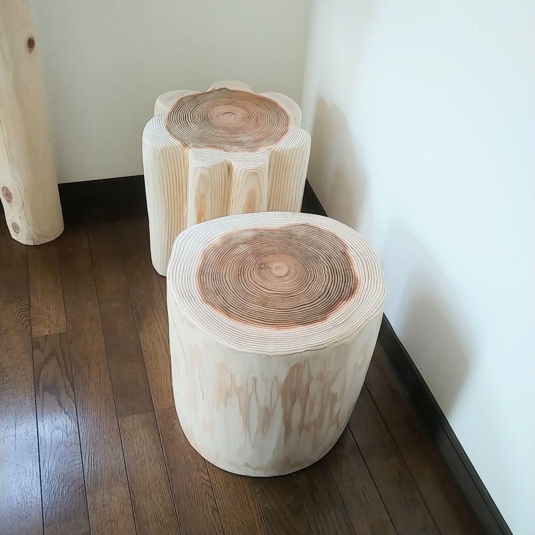丸太スツール　丸太サイドテーブル　スギ
