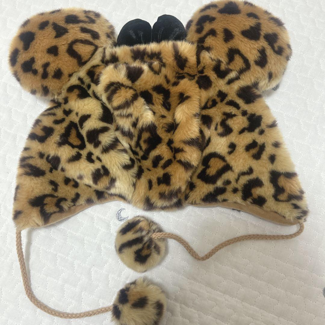 ミニー ヒョウ柄 豹柄 ディズニー ファンキャップ 帽子 レオパード 茶色 黒