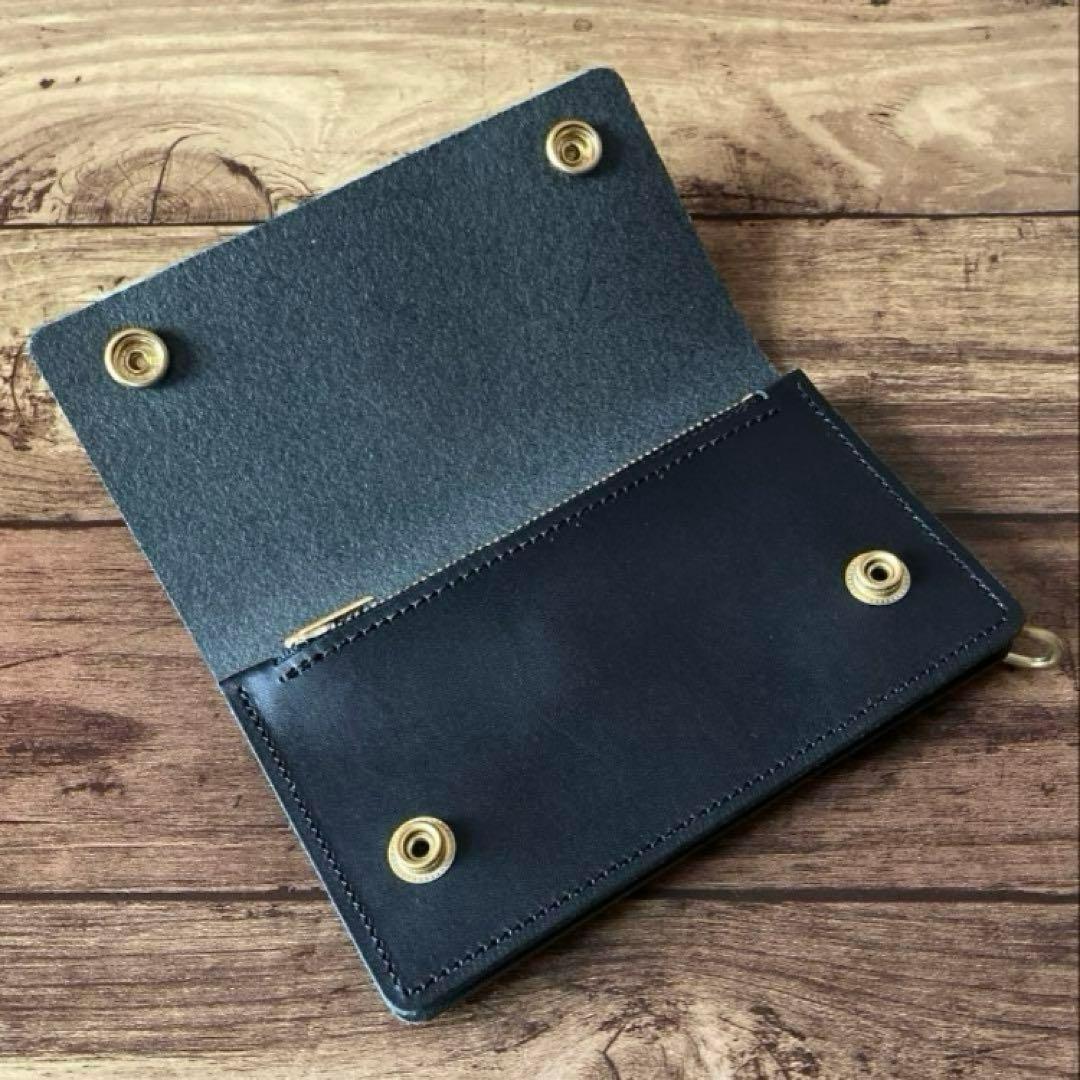 カウレザー ミドルトラッカーウォレット 2.5層 ブラック