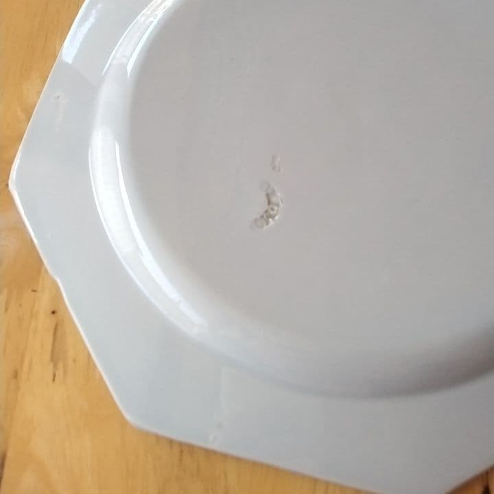 【稀少】フランスアンティーク　クレイユモントロー　ブルーオクトゴナル　デザート皿