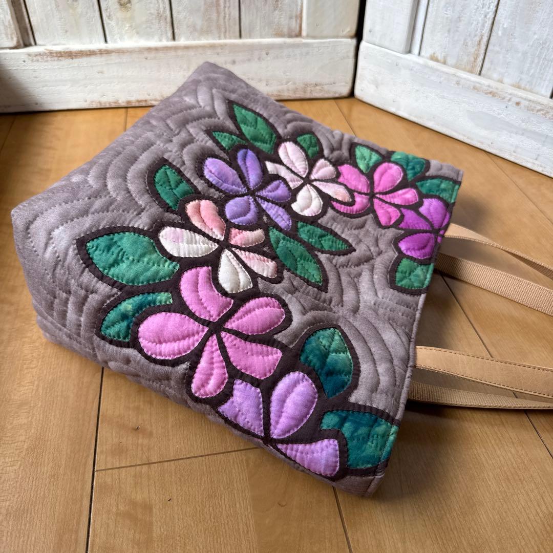 ハワイアンキルト♪ハンドメイド バッグ♪プルメリア
