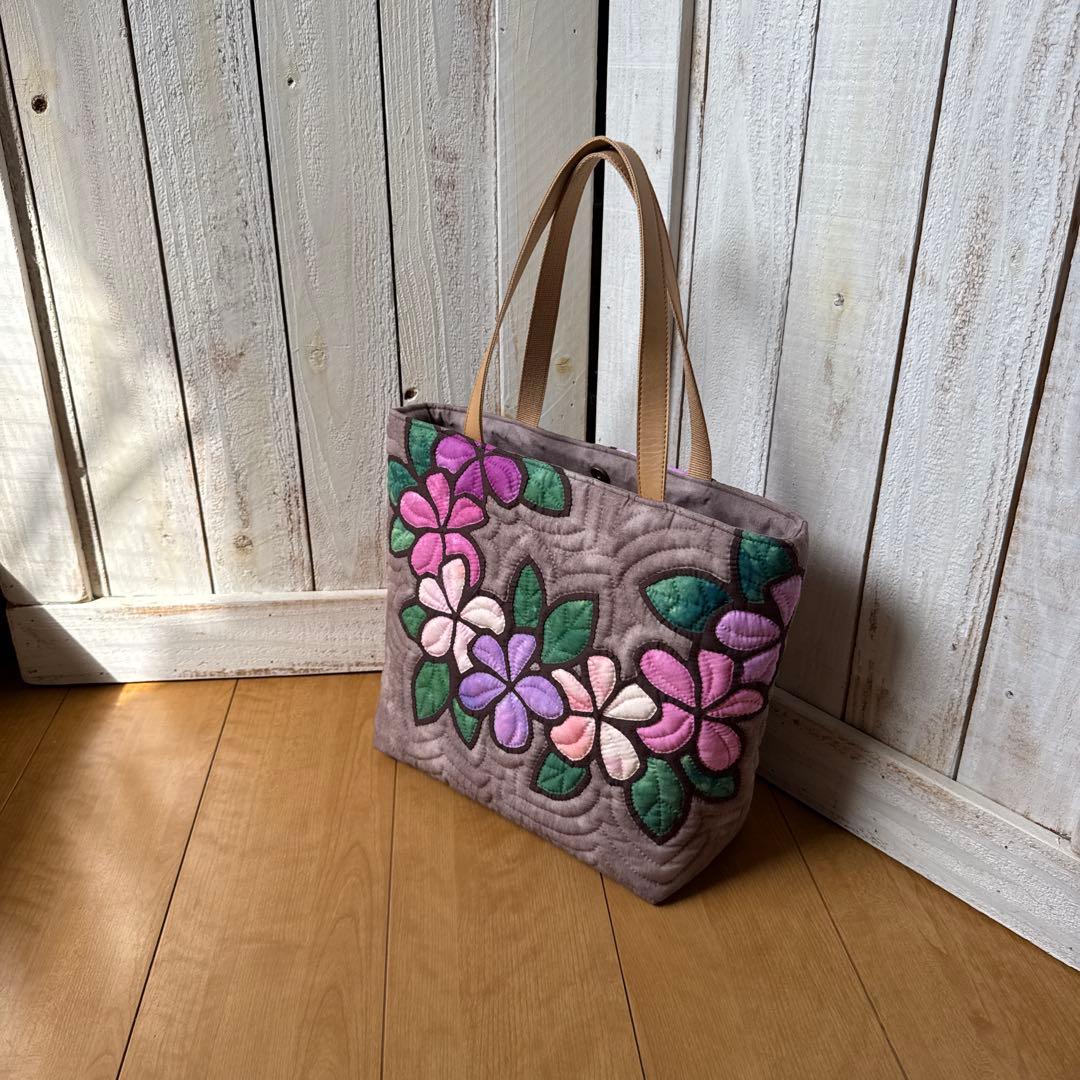 ハワイアンキルト♪ハンドメイド バッグ♪プルメリア
