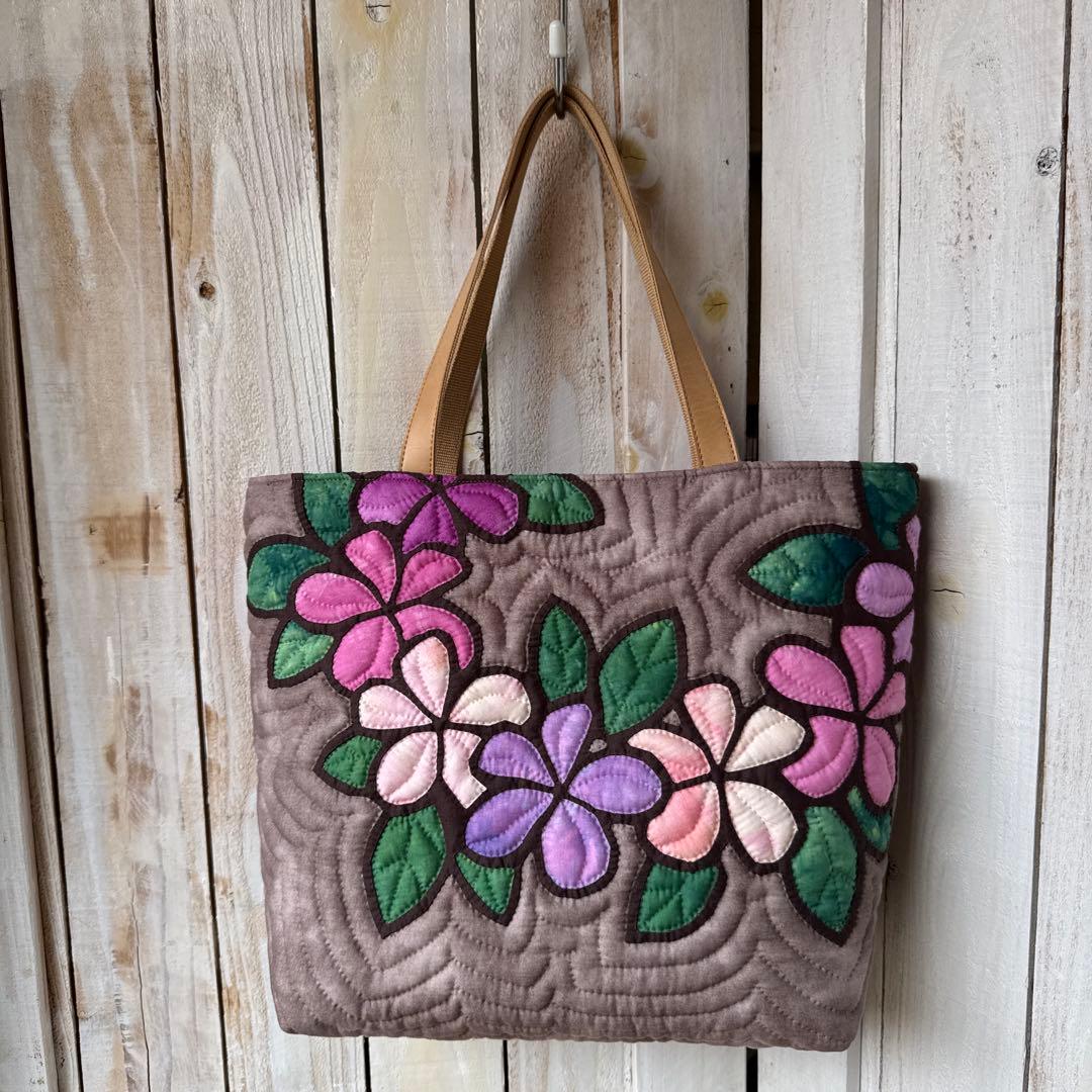ハワイアンキルト♪ハンドメイド バッグ♪プルメリア