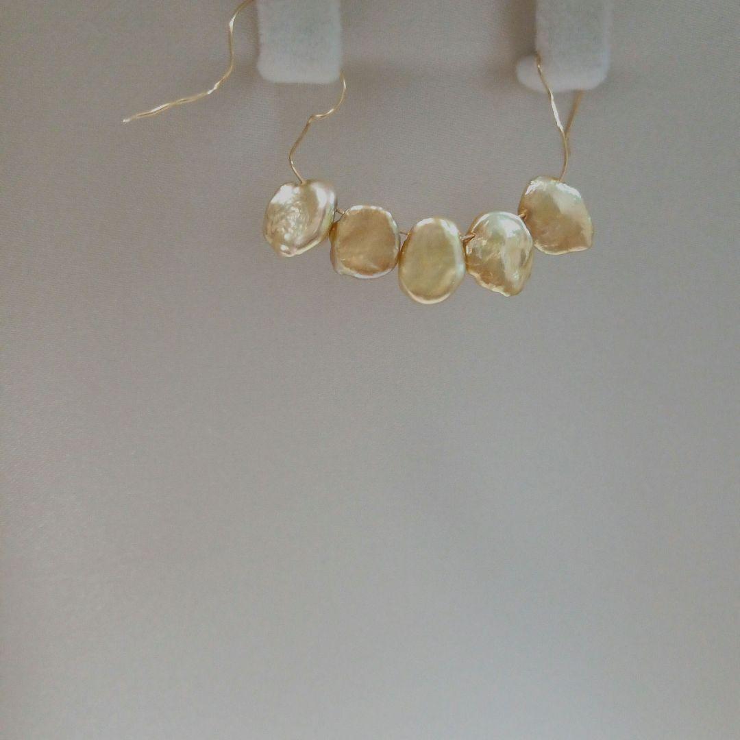 1524 魅力を引き出す✨ ツヤツヤ✨　ゴールド　淡水　ケシパールネックレス