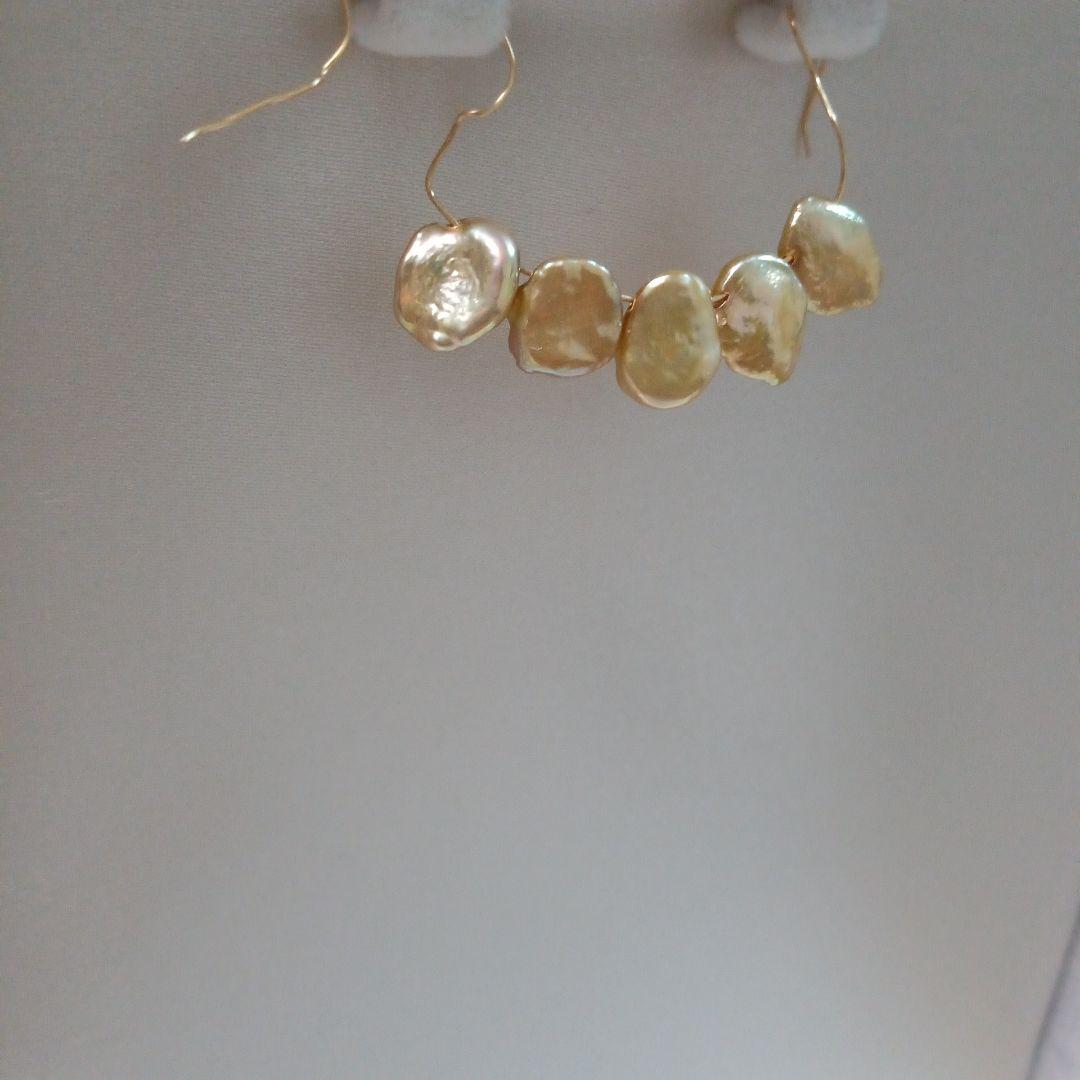 1524 魅力を引き出す✨ ツヤツヤ✨　ゴールド　淡水　ケシパールネックレス