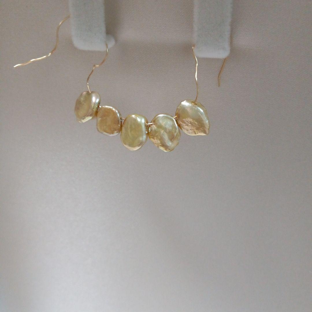 1524 魅力を引き出す✨ ツヤツヤ✨　ゴールド　淡水　ケシパールネックレス