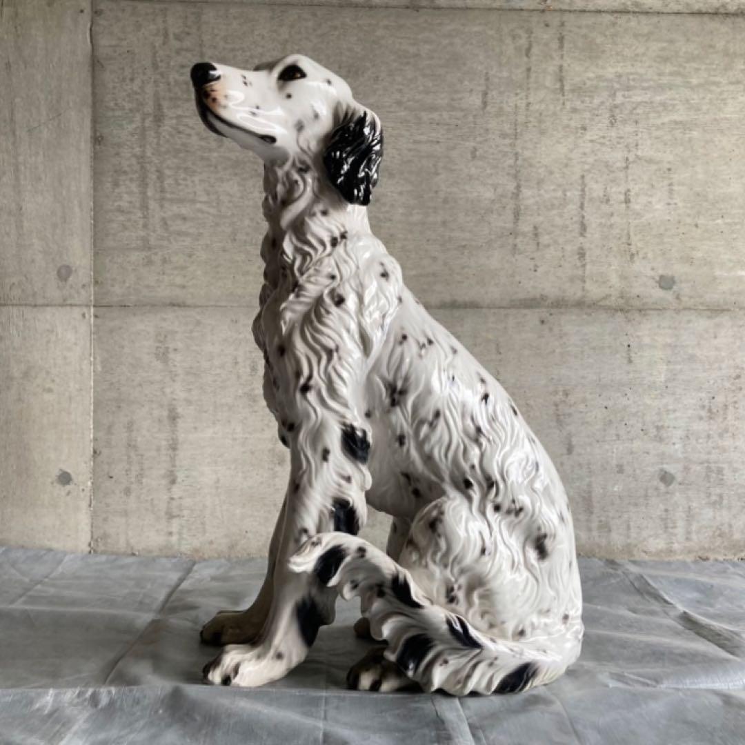 イタリア製 ダルメシアン 犬 dog 陶器 大型 置物 オブジェ インテリア