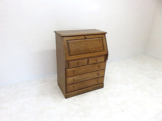 も*ち様 北海道旭川　EZO/蝦夷民芸　英国クラシック様式オーク材ライティングビ