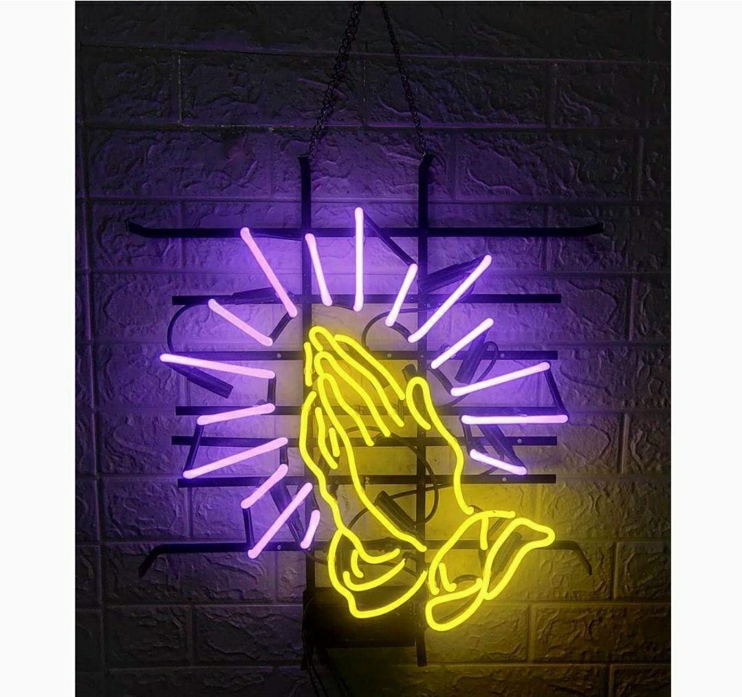 ネオン管　ネオンサイン　看板　オーダーメイド　祈り手　ハンドサイン　NEON