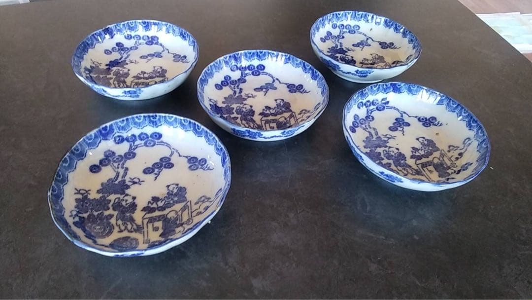 なます皿 印判 染付 向付 そば猪口 瀬戸 アンティーク 煎茶器 古伊万里