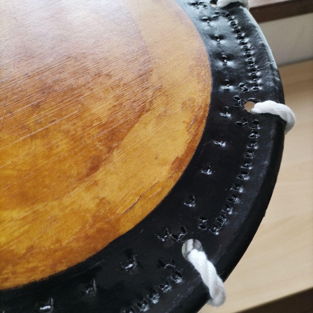 担ぎ太鼓　締太鼓　和太鼓 　天然皮革　ストラップ付き　中古品