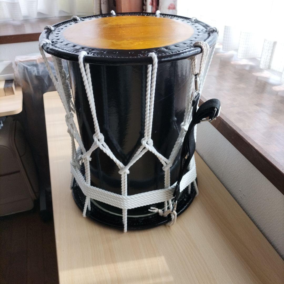 担ぎ太鼓　締太鼓　和太鼓 　天然皮革　ストラップ付き　中古品