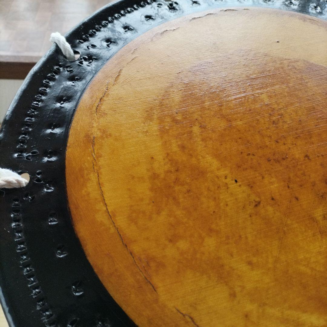 担ぎ太鼓　締太鼓　和太鼓 　天然皮革　ストラップ付き　中古品