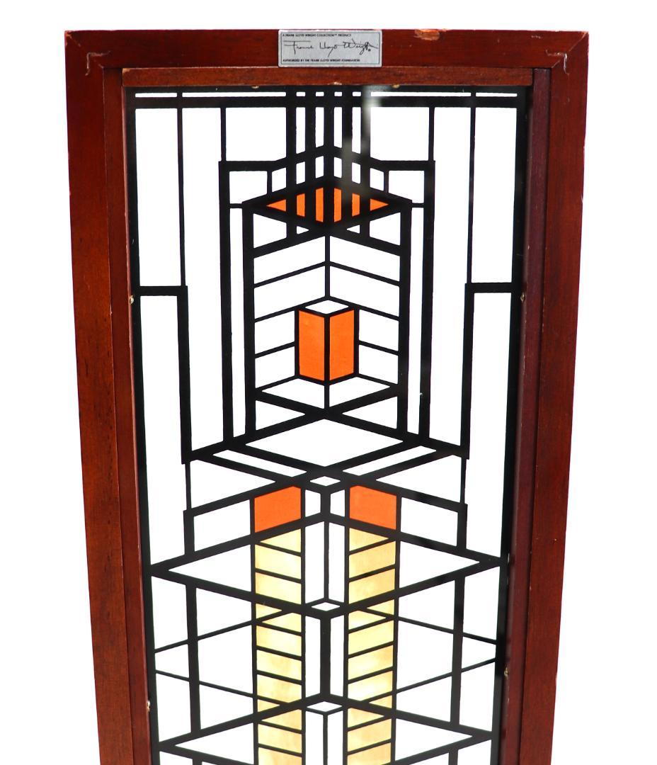 フランクロイドライト財団ヴィンテージステンドグラス縦長ロビーハウス木製フレーム