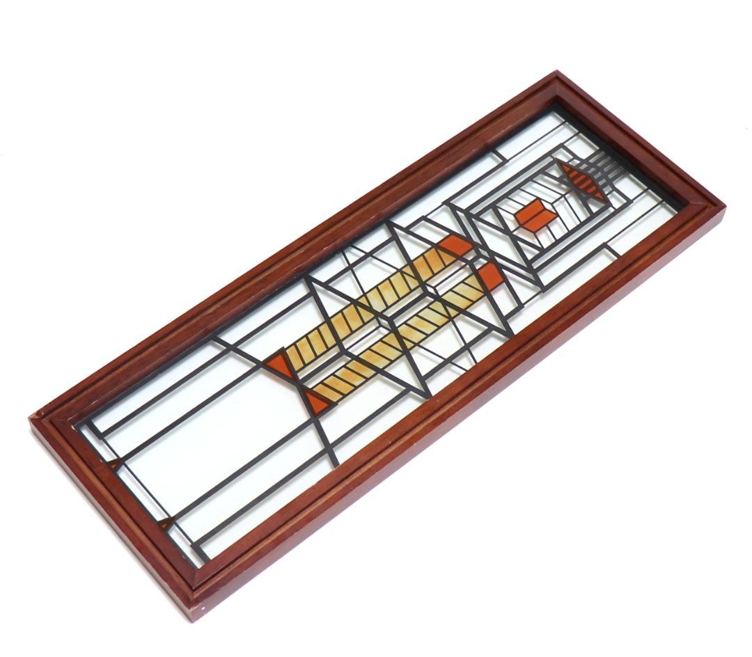 フランクロイドライト財団ヴィンテージステンドグラス縦長ロビーハウス木製フレーム