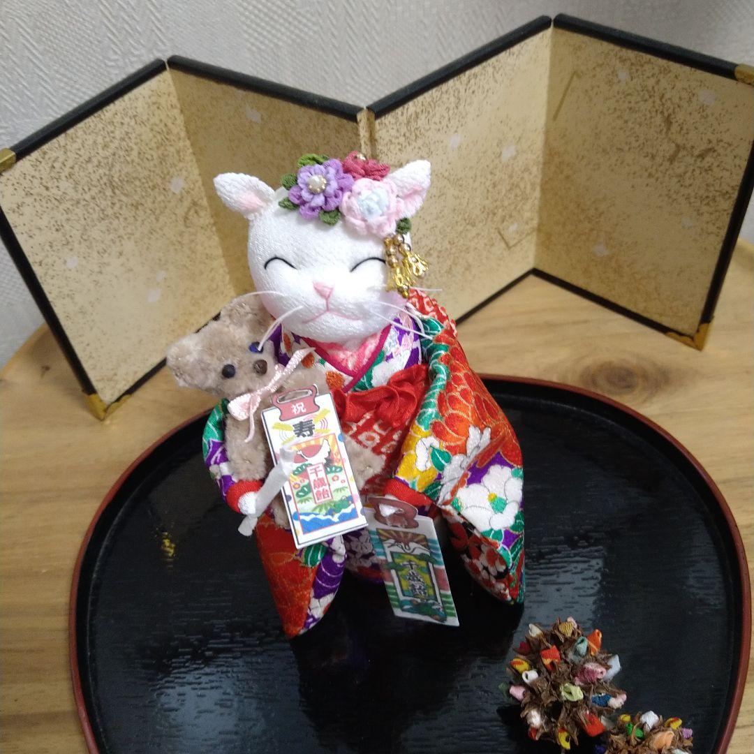 ちりめん細工くまさんと一緒に七五三詣り