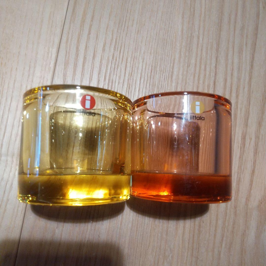  kivi キャンドルホルダー レモンとサーモンピンク セット