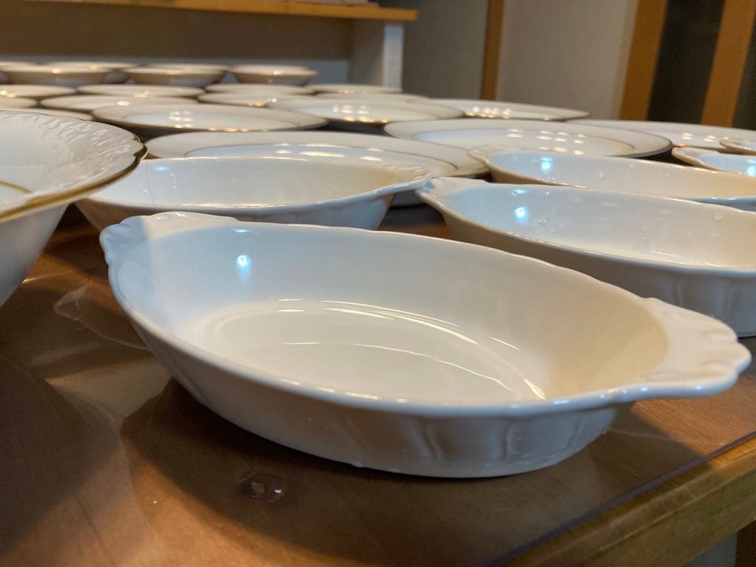 Noritake 食器セット 31点 ホワイト ゴールドライン、グラタン皿