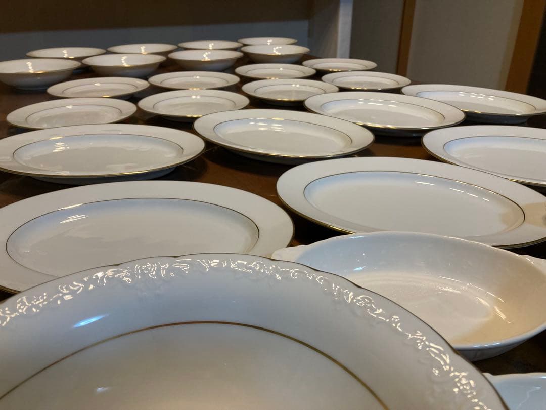 Noritake 食器セット 31点 ホワイト ゴールドライン、グラタン皿