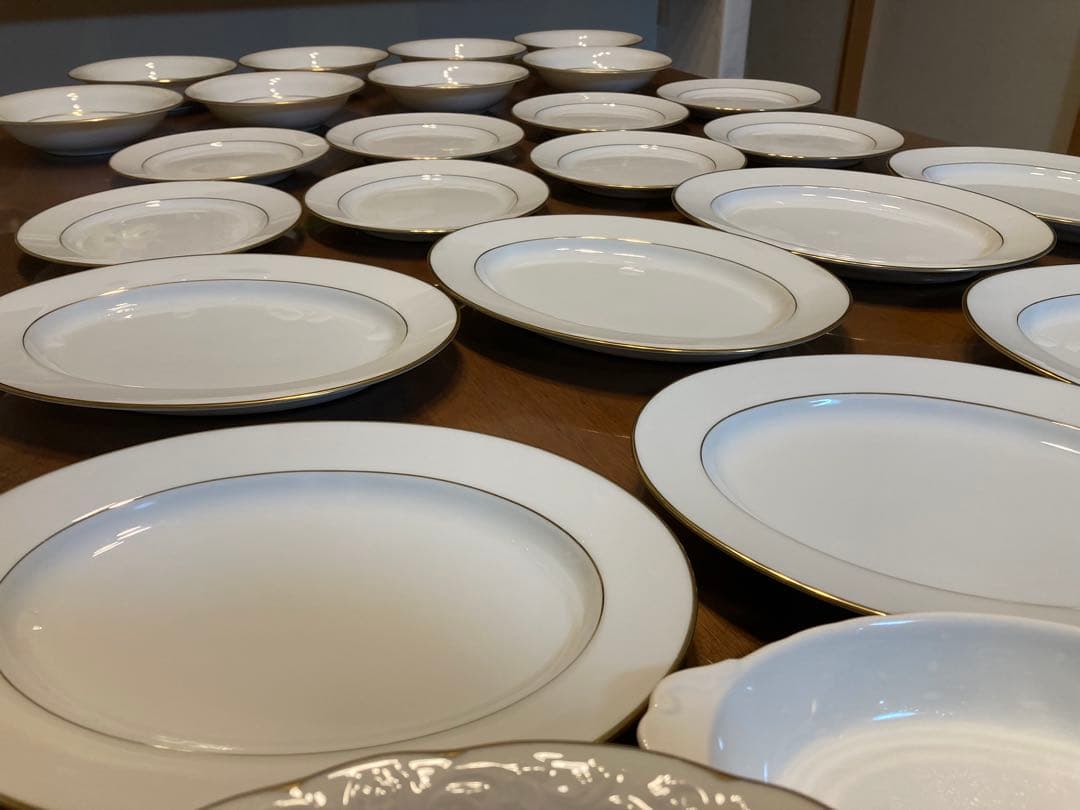 Noritake 食器セット 31点 ホワイト ゴールドライン、グラタン皿