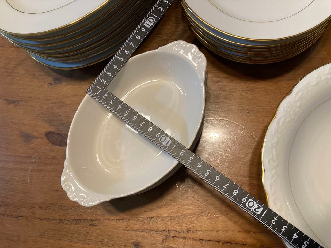 Noritake 食器セット 31点 ホワイト ゴールドライン、グラタン皿