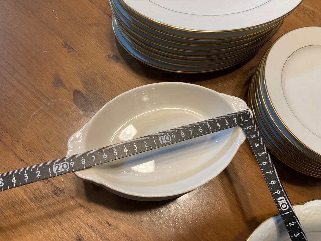 Noritake 食器セット 31点 ホワイト ゴールドライン、グラタン皿