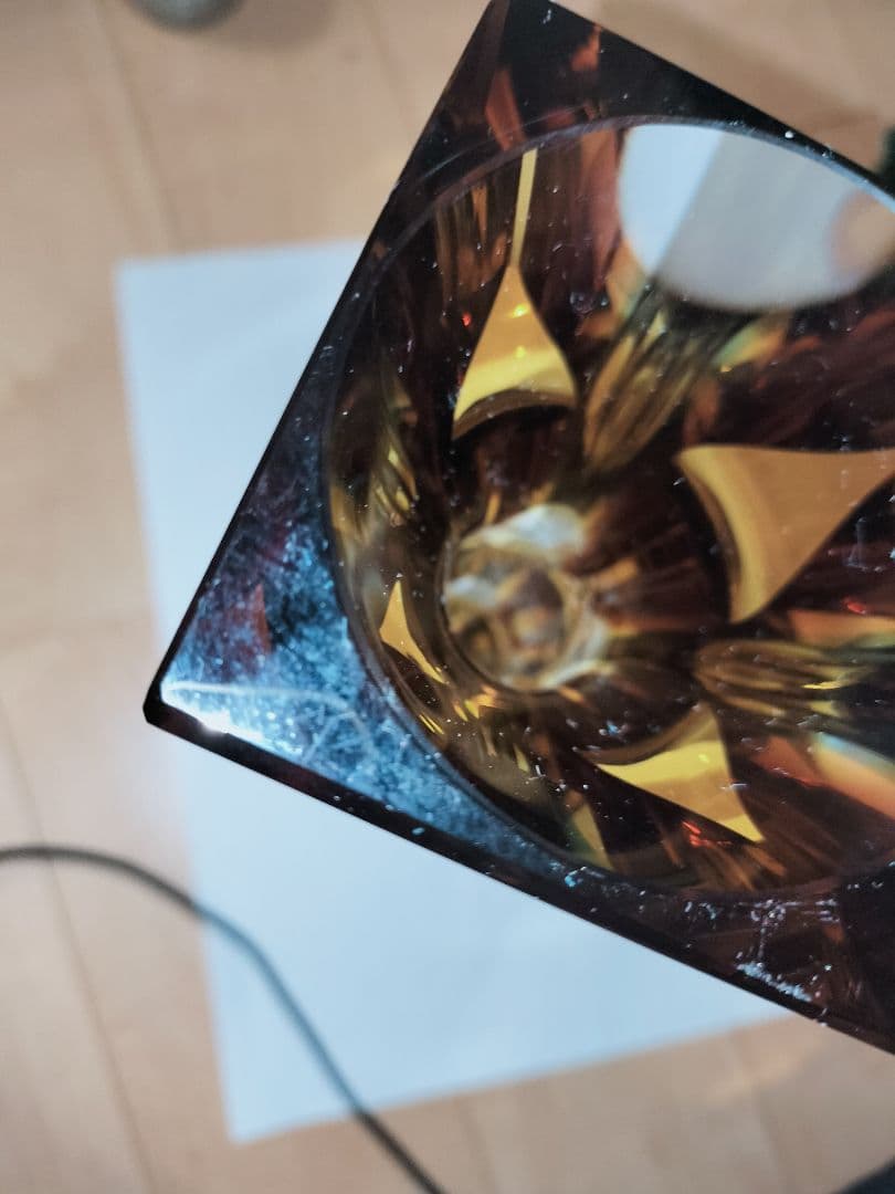 レア品　EXBOR チェコスロバキア ガラス アンバー 花瓶
