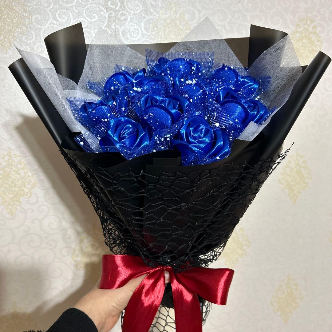 10本青バラブーケ　リボンバラ　枯れない薔薇 プレゼント お祝い　好きな人へ