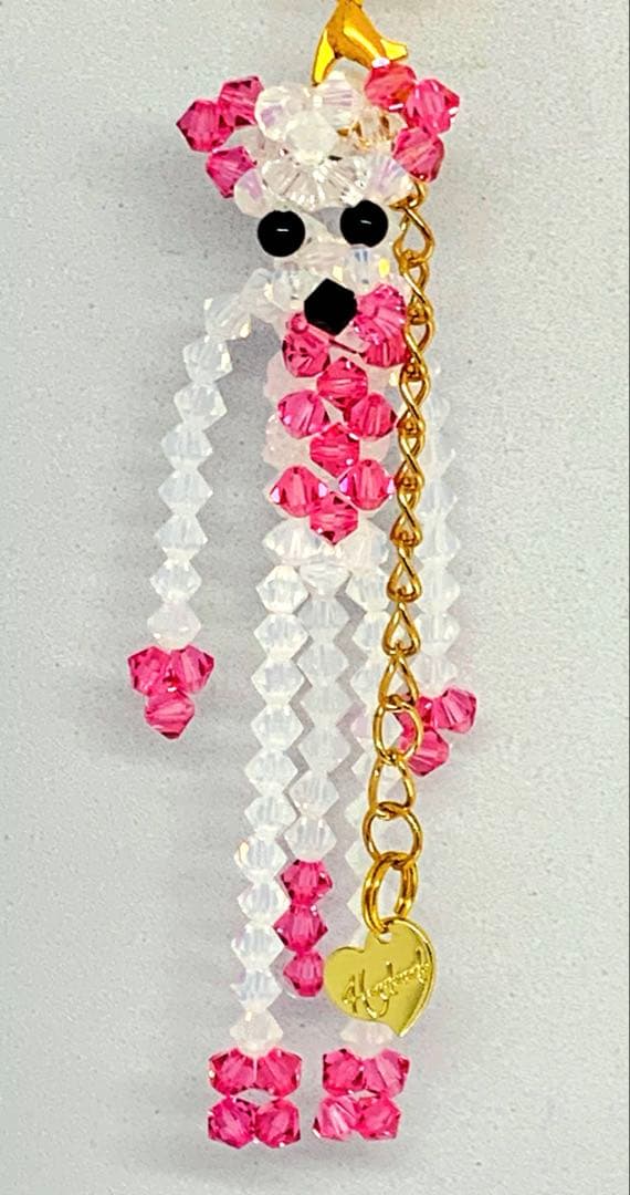 スワロフスキーパンサー（ホワイトオパール×ローズ×ジェット）お守り 風水