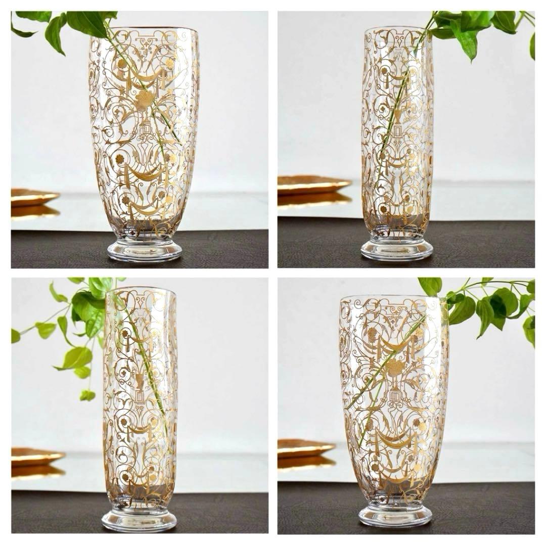 希少★オールドバカラ ミケランジェロ 花瓶 24金彩 BACCARAT刻印★美品