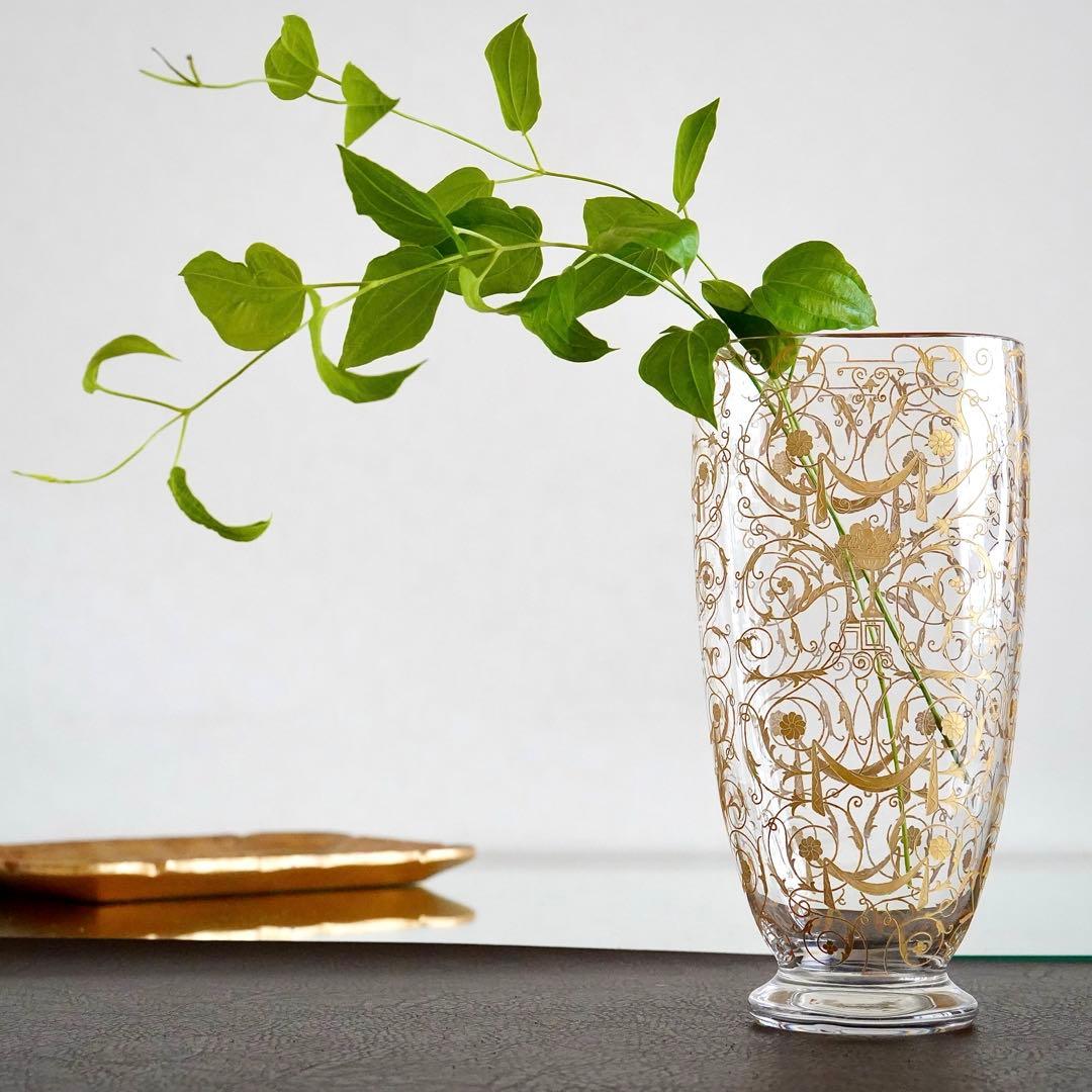希少★オールドバカラ ミケランジェロ 花瓶 24金彩 BACCARAT刻印★美品