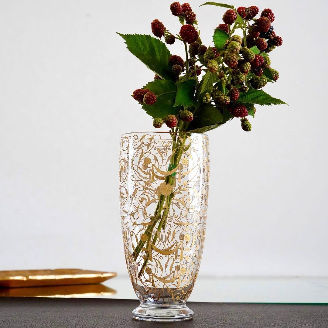 希少★オールドバカラ ミケランジェロ 花瓶 24金彩 BACCARAT刻印★美品