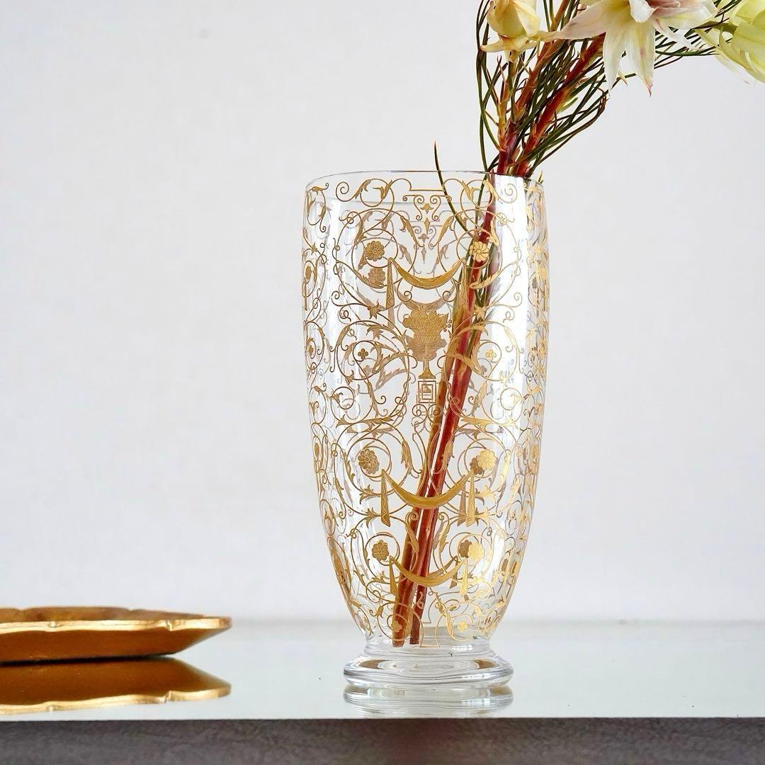 希少★オールドバカラ ミケランジェロ 花瓶 24金彩 BACCARAT刻印★美品