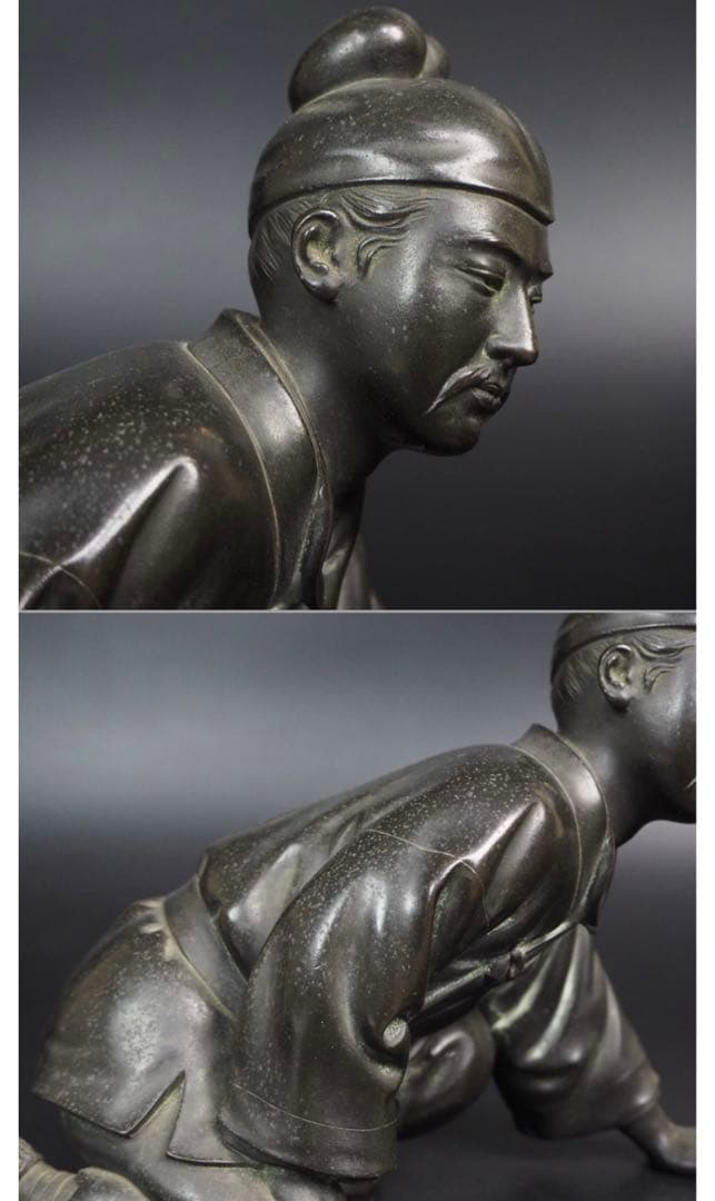 送料無料　晴光作 最高峰明治時代銅製人物置物　約49×34×36ｃｍ