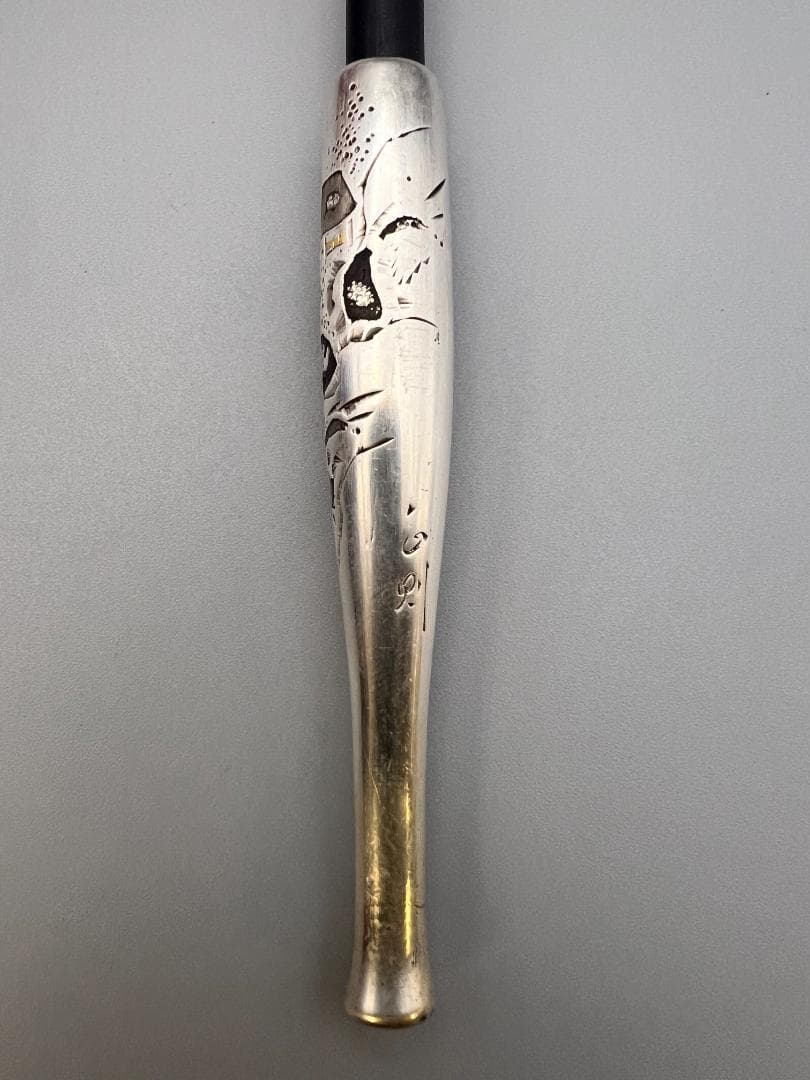 銀製　キセル　煙管　在銘　風景図　赤銅金象嵌　銀細工　アンティーク　重量約43g