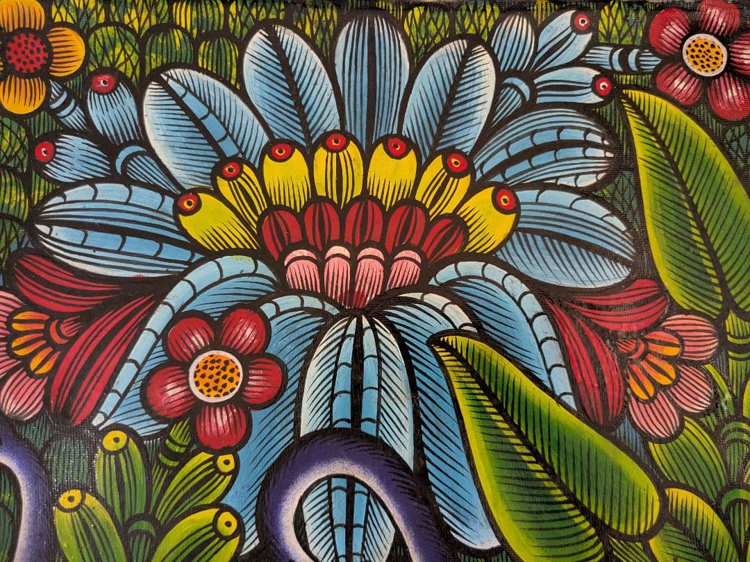 ●アフリカの絵画、ティンガティンガ、ゾウinジャングル、ムズグノ、30×40cm