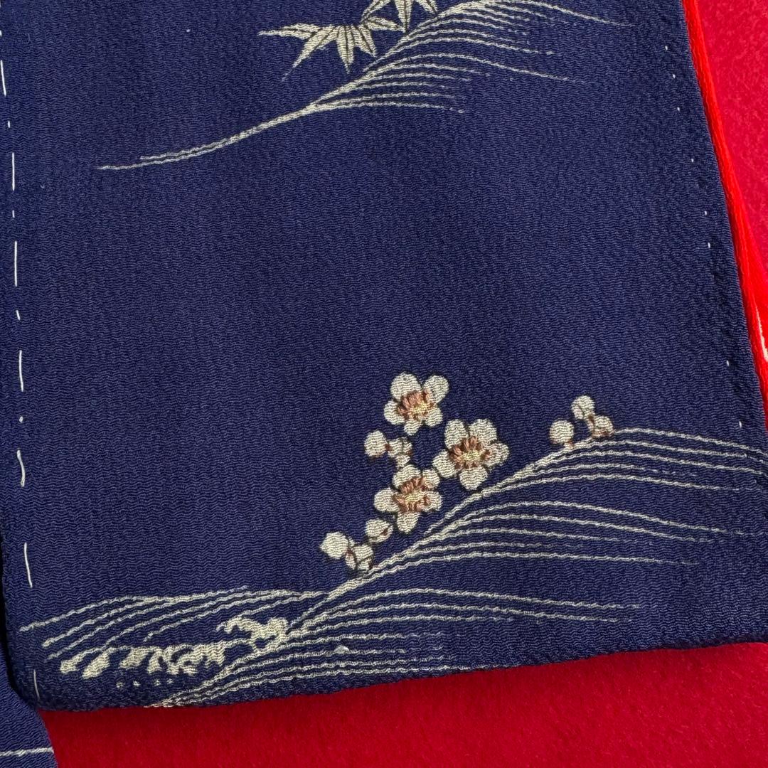 市松人形 15号(52cm)サイズの着物　比翼仕立て　紺色　竹梅　刺繍　4