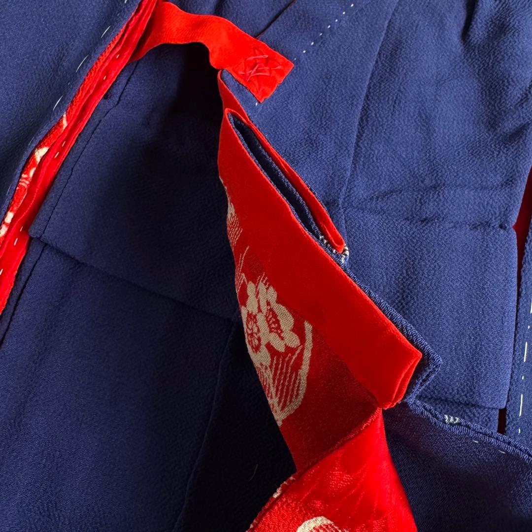 市松人形 15号(52cm)サイズの着物　比翼仕立て　紺色　竹梅　刺繍　4