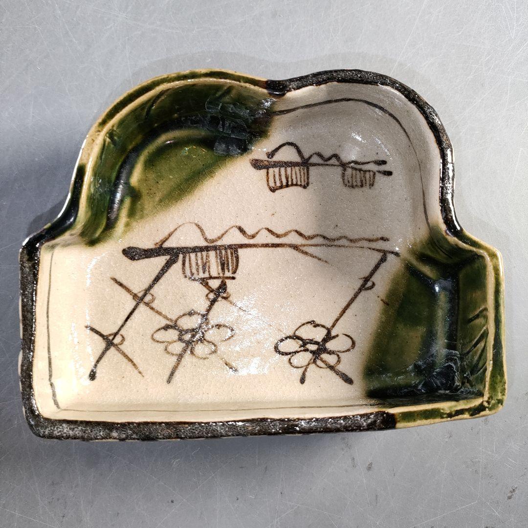 A1378-1/加藤幸兵衛窯/織部刺身鉢 大5客・小5客/共箱/和食器/懐石道具