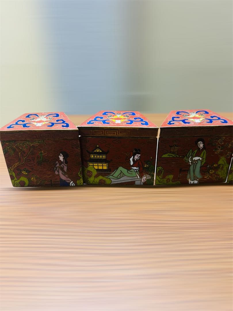 【希少品】中国美術 七宝焼 絵付 アンティーク 古美術 骨董 人物画 六角形