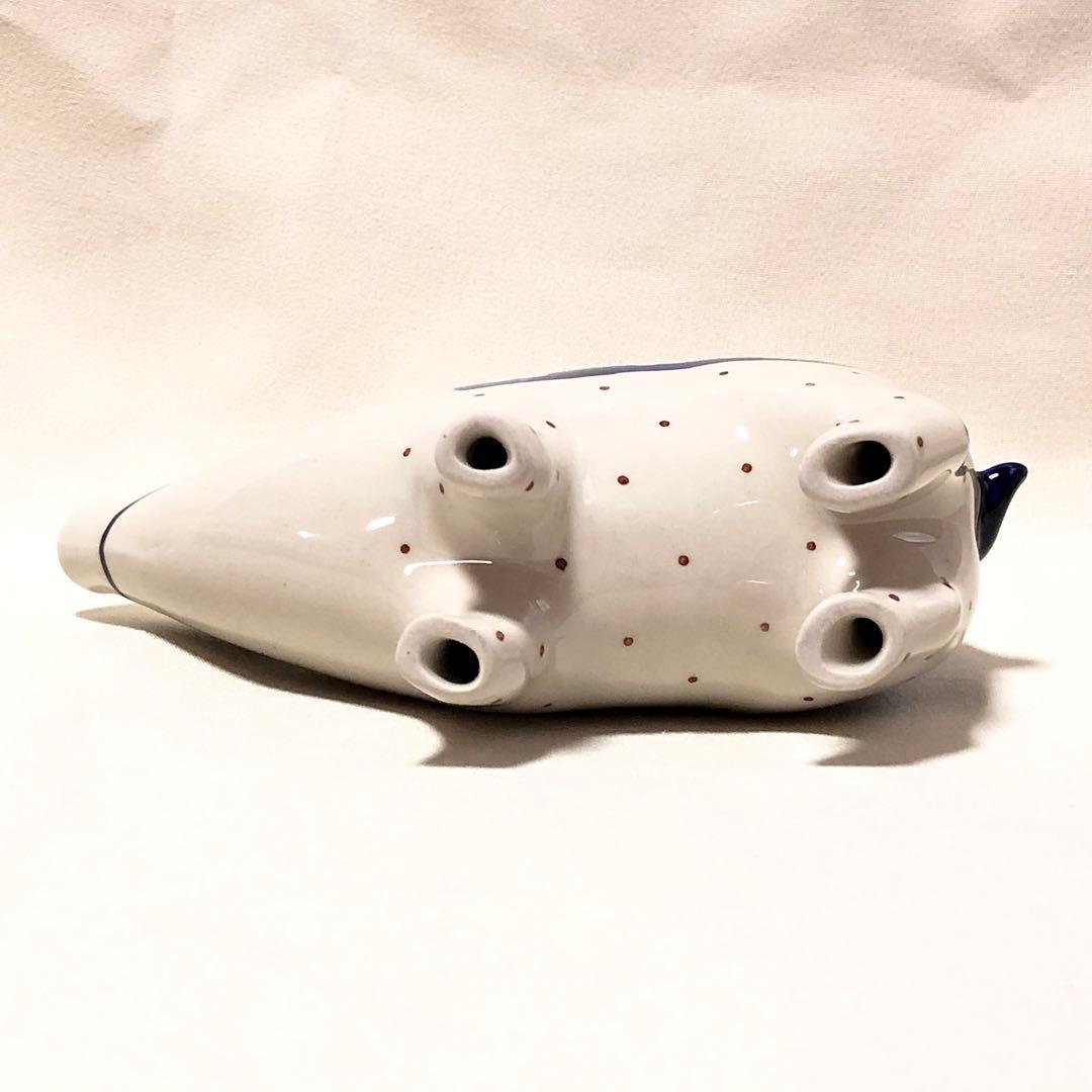 【ポーリッシュポタリー】ブタの置物 青い花模様　ハンドメイド　陶器製
