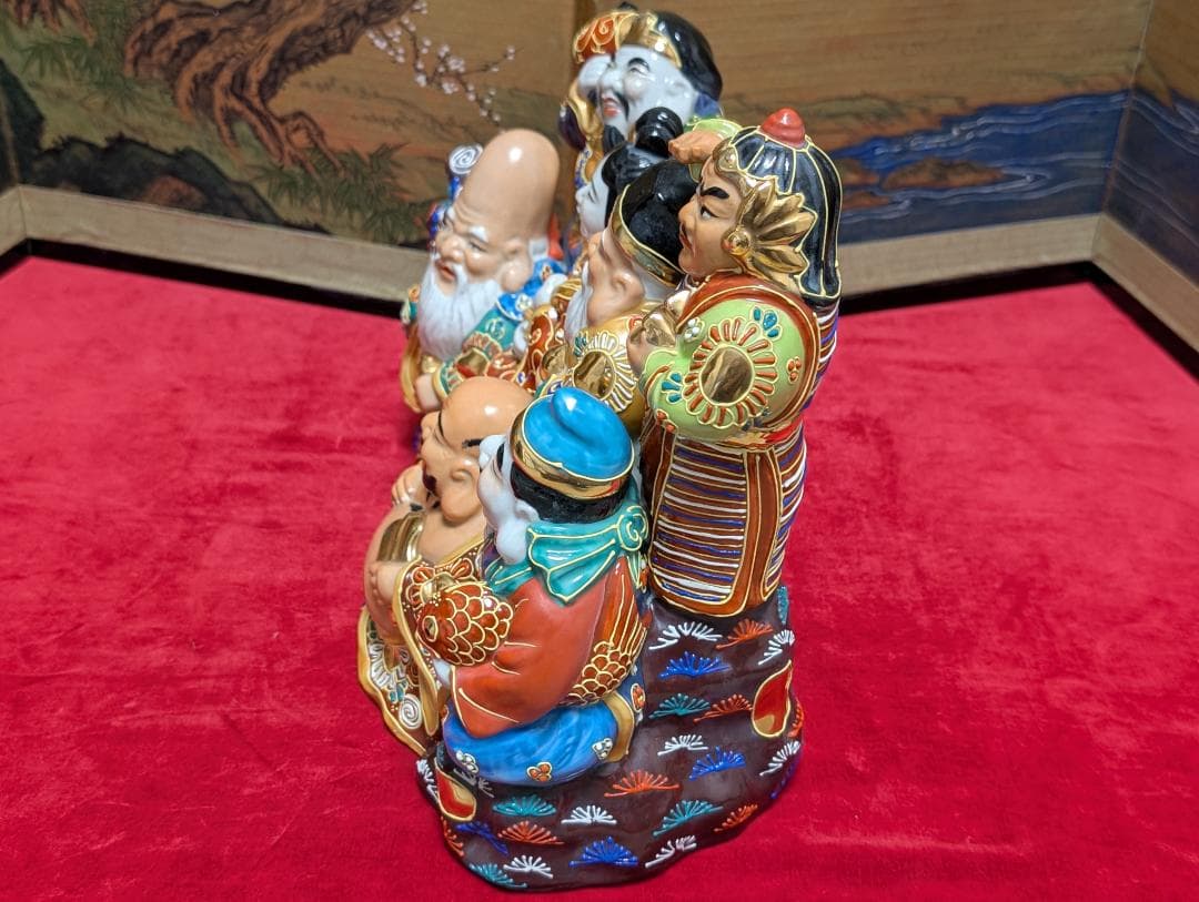 九谷焼　置物　七福神　木台付