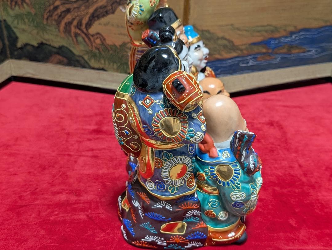 九谷焼　置物　七福神　木台付