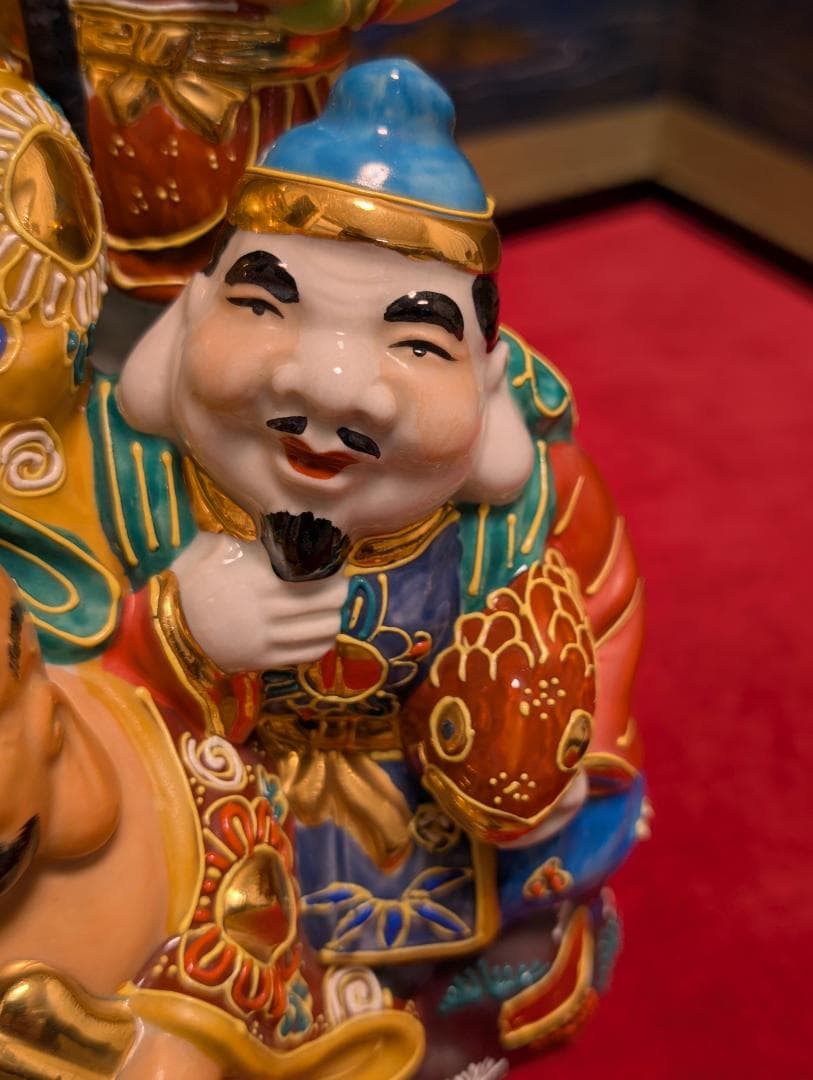 九谷焼　置物　七福神　木台付